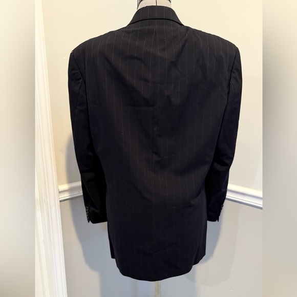 HUGO BOSS Men's Large 40R Wool Blue Pinstriped 2 Button Suit Coat Jacket Blazer - Picture 2 of 8